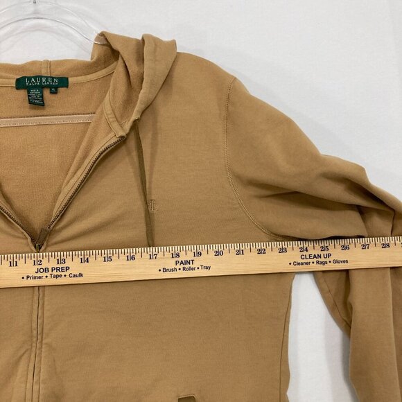 Lauren Ralph Lauren size XL Light Brown Relaxed Full Zip Hooded Comfy Jacket - Picture 6 of 12
